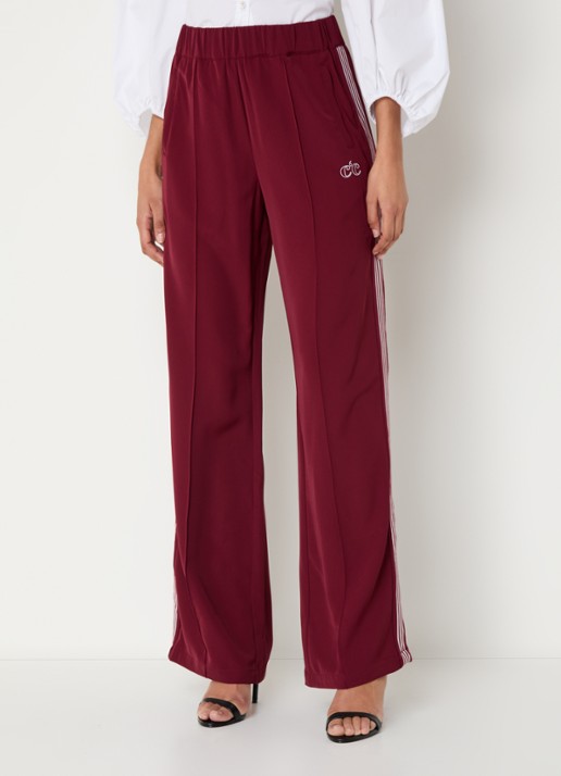 Co'Couture Amina high waist loose fit joggingbroek met logo - detail 2 bordeauxrood