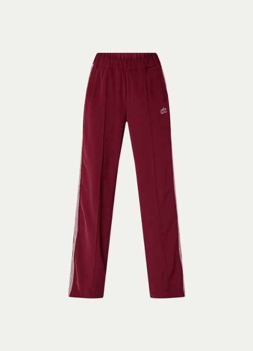 Co'Couture Amina high waist loose fit joggingbroek met logo - voorkant 3 bordeauxrood