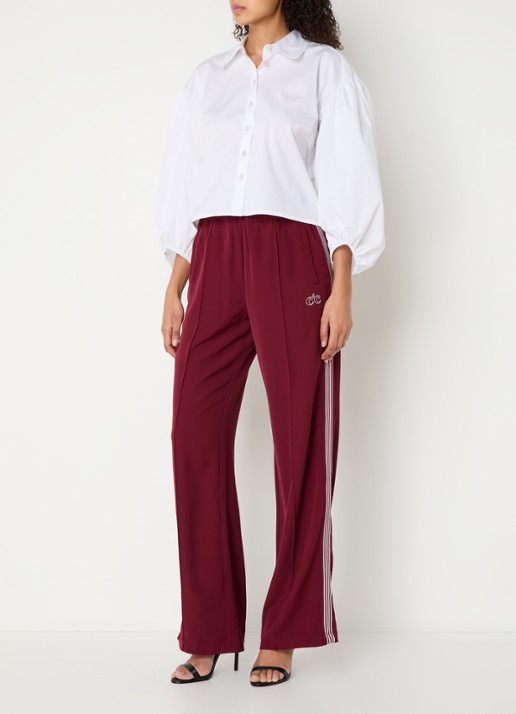 Co'Couture Amina high waist loose fit joggingbroek met logo - voorkant 4 bordeauxrood
