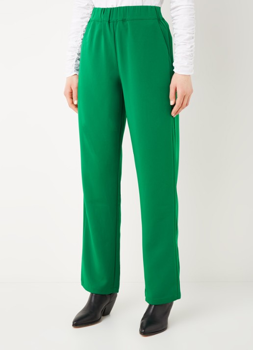 Co'Couture Amira high waist straight fit pantalon met steekzakken - detail groen
