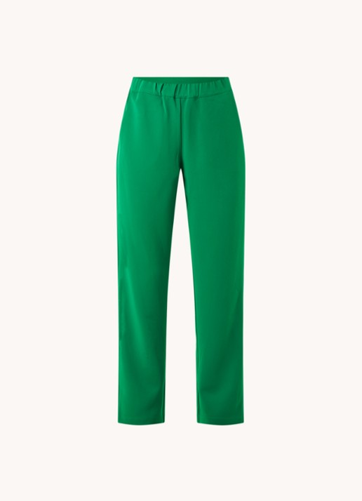 Co'Couture Amira high waist straight fit pantalon met steekzakken - voorkant 2 groen