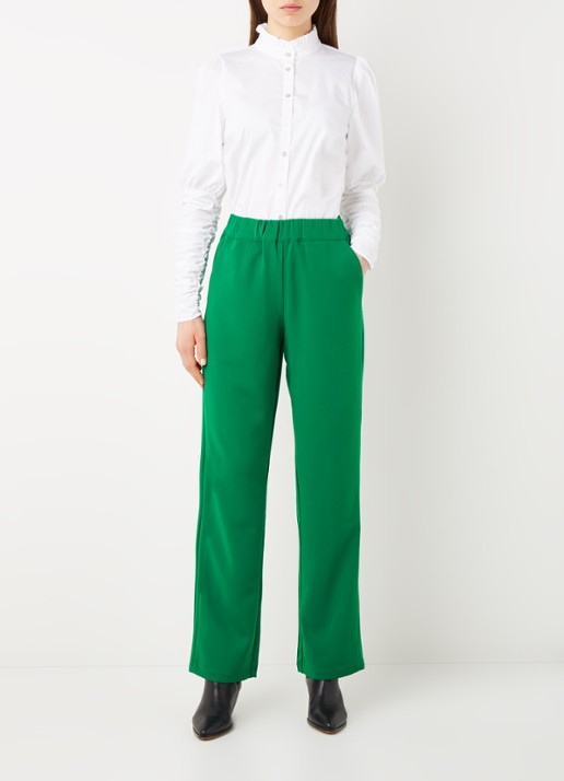 Co'Couture Amira high waist straight fit pantalon met steekzakken - voorkant 3 groen