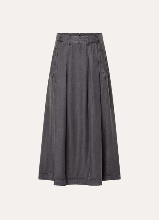 Co'Couture Anya midi A-lijn rok van chambray - voorkant 2 donkergrijs