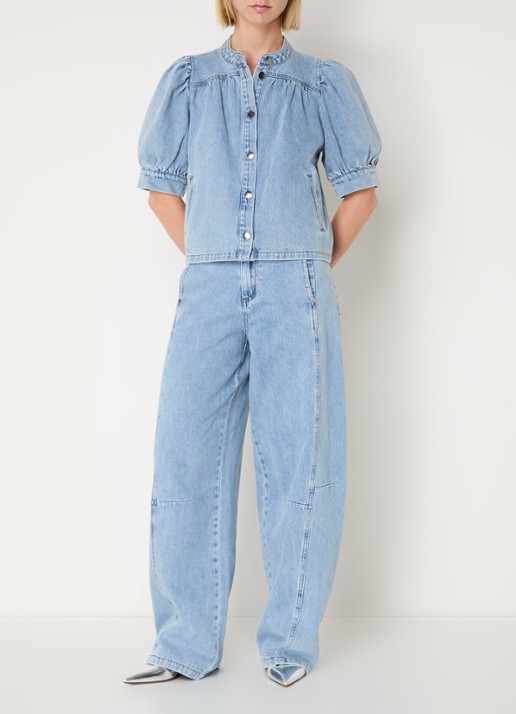 Co'Couture AsjaCC LL high waist balloon fit jeans met lichte wassing - voorkant 3 indigo