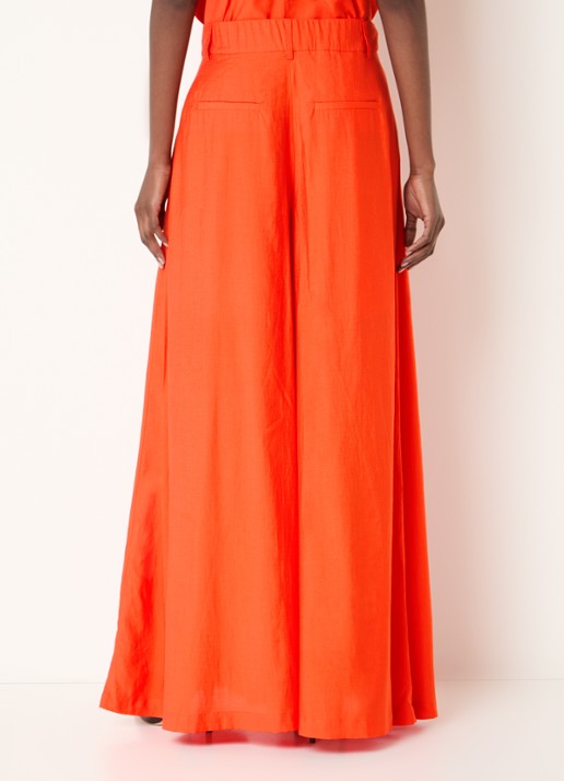 Co'Couture AuraCC LL high waist wide fit palazzo broek met steekzakken - achterkant 4 oranje