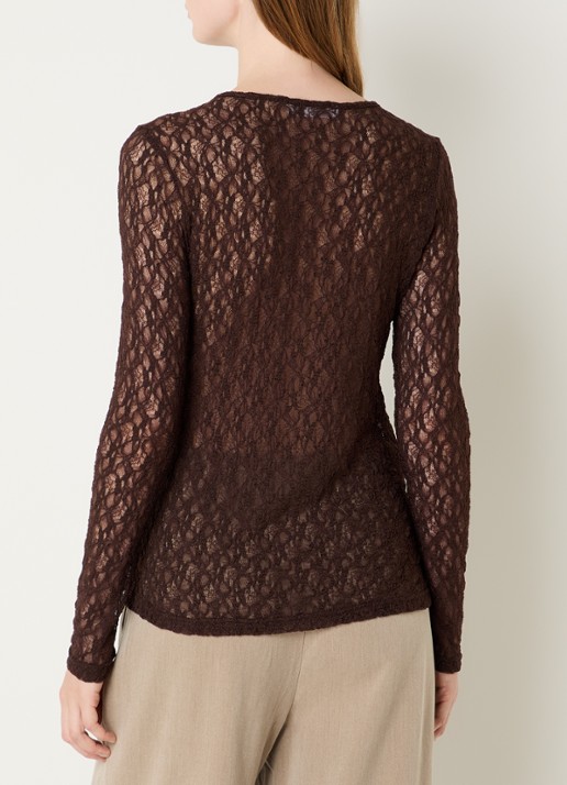 Co'Couture barnacc top van kant met stretch - achterkant donkerbruin