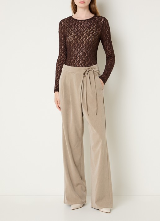 Co'Couture barnacc top van kant met stretch - voorkant 4 donkerbruin