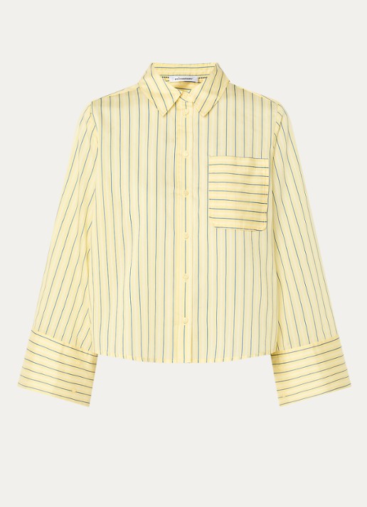 Co'Couture Blaine blouse met streepprint - voorkant 2 lichtgeel