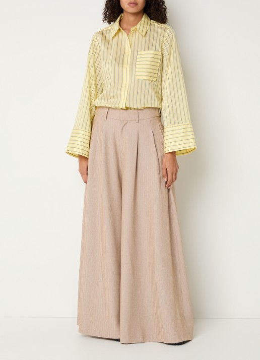 Co'Couture Blaine blouse met streepprint - voorkant 3 lichtgeel