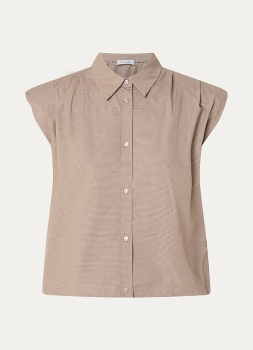 Co'Couture Blouse met streepprint - voorkant 2 khaki