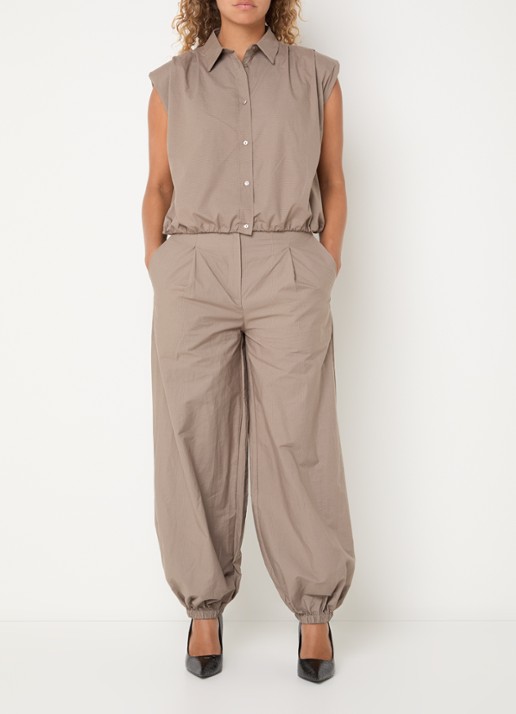 Co'Couture Blouse met streepprint - voorkant 3 khaki