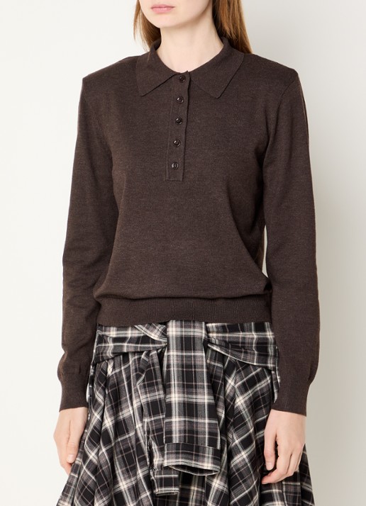 Co'Couture Corry fijngebreide polo in wolblend