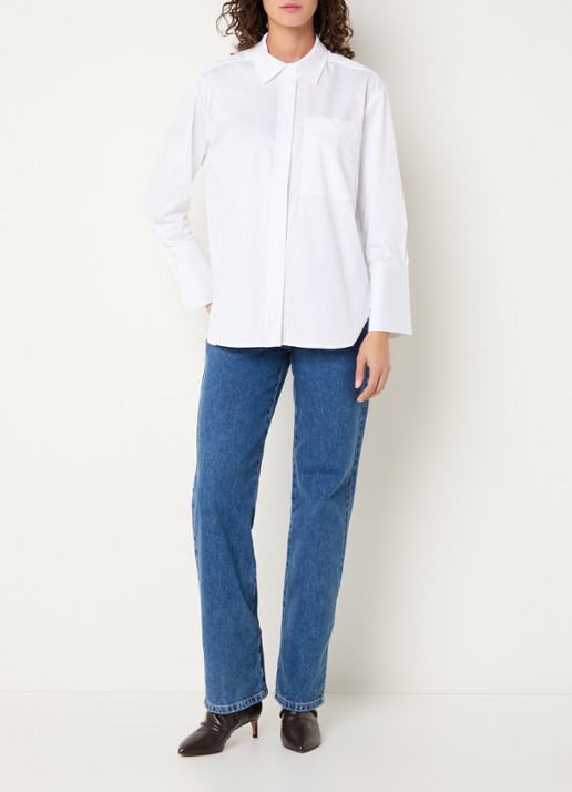 Co'Couture Daliacc blouse met borstzak - voorkant 4 wit