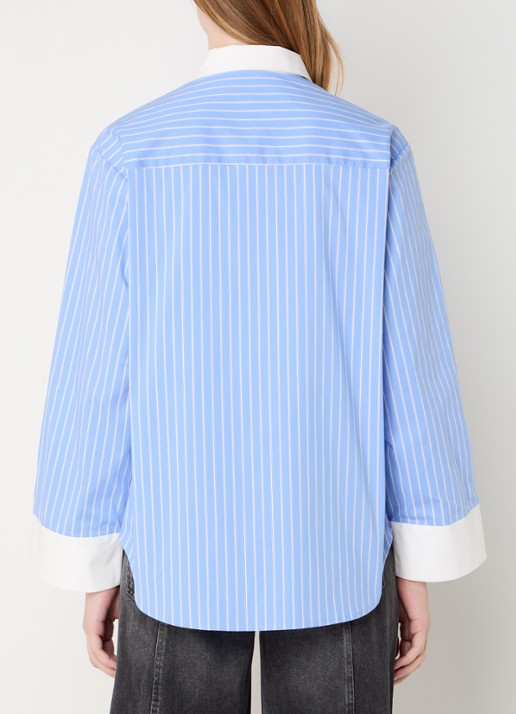 Co'Couture Danny blouse met streepprint - achterkant blauw