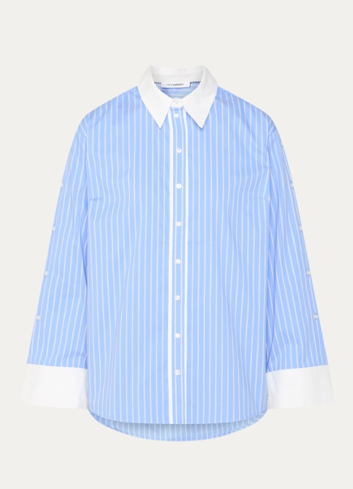 Co'Couture Danny blouse met streepprint - voorkant 2 blauw