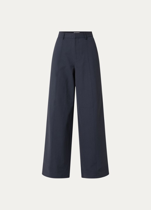 Co'Couture Demi high waist wide fit pantalon met steekzakken - voorkant blauw