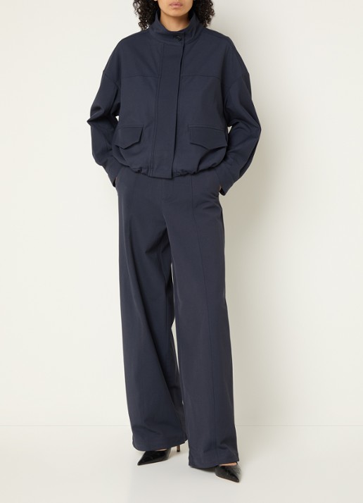 Co'Couture Demi high waist wide fit pantalon met steekzakken - voorkant 2 blauw