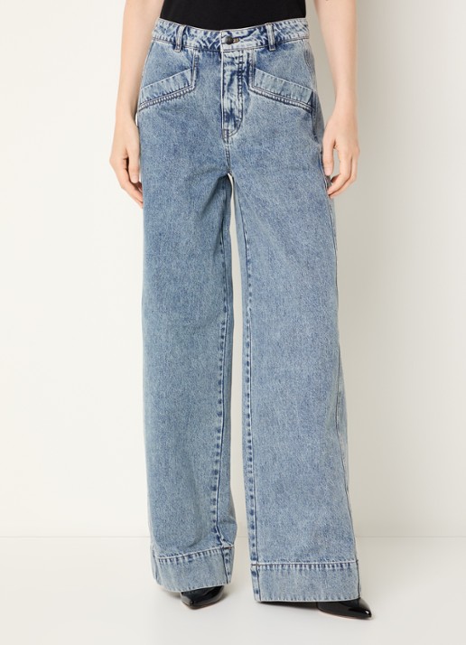 Co'Couture Denice mid waist wide leg jeans met lichte wassing