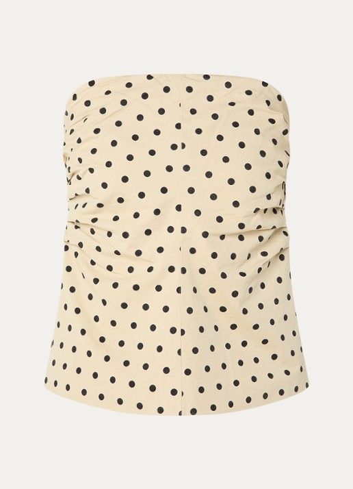 Co'Couture Diddi strapless top met stippenprint - voorkant beige