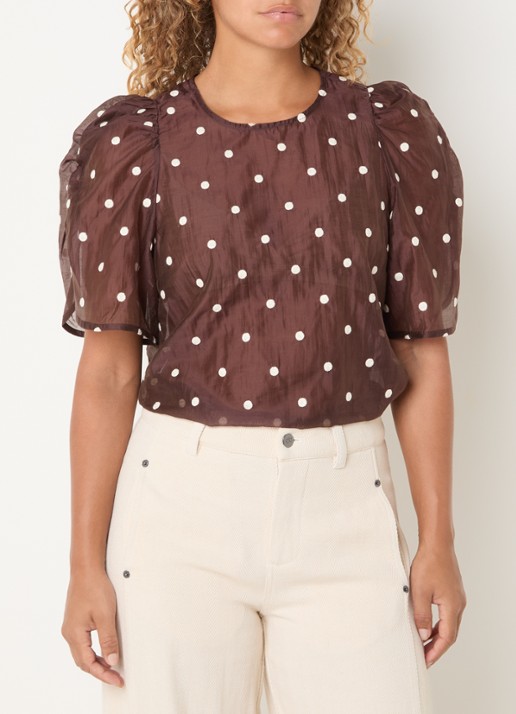 Co'Couture DitaCC semi-transparante tuniek met stippenprint en pofmouw