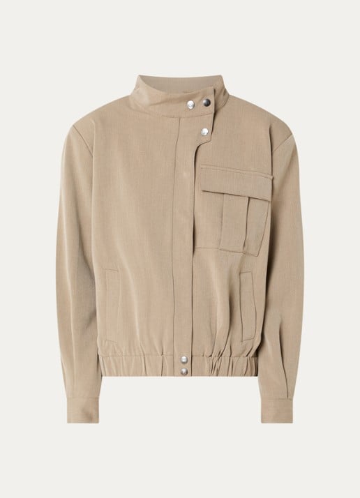 Co'Couture Emina jack met opstaande kraag - voorkant 3 beige