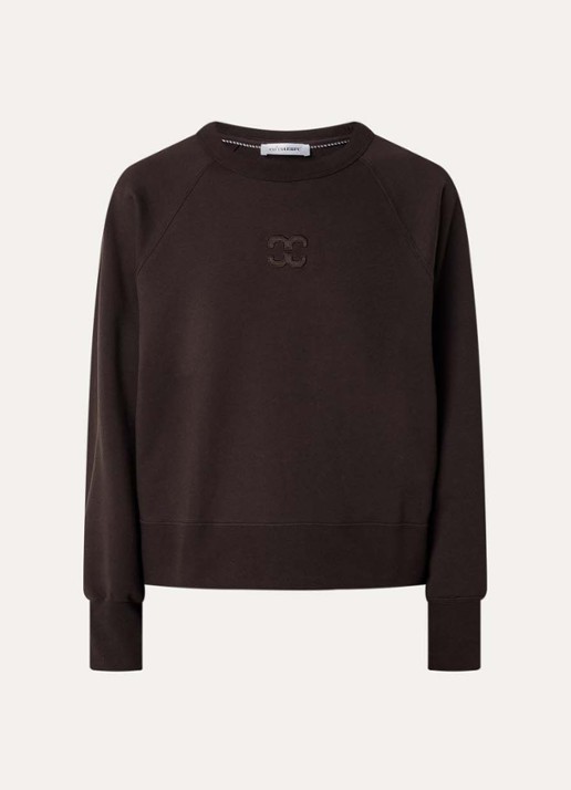 Co'Couture Eris sweater met logoborduring - voorkant donkerbruin