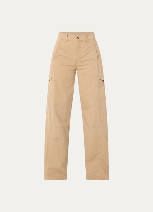 Co'Couture EvelynCC high waist balloon fit cargobroek met klepzakken - voorkant zand
