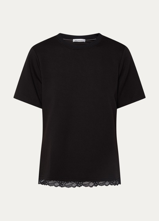 Co'Couture Evi T-shirt met details van kant - voorkant 3 zwart