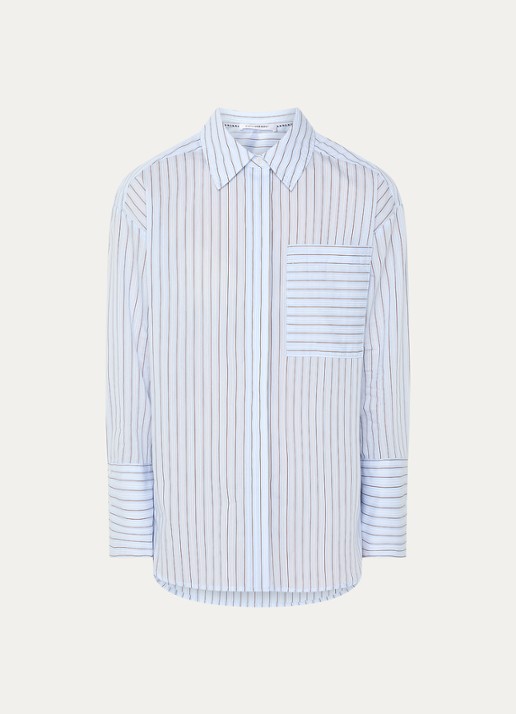 Co'Couture Feline blouse met streepprint - voorkant 2 lichtblauw
