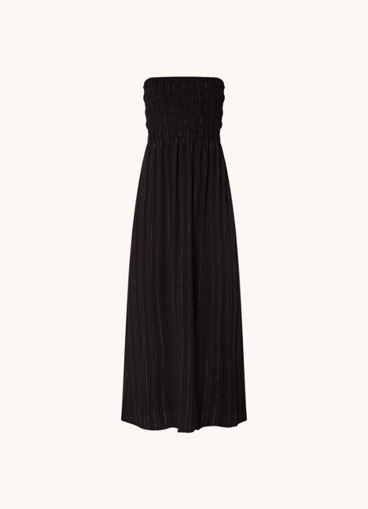 Co'Couture Gigicc strapless maxi jurk met lurex en smockwerk - voorkant 3 zwart