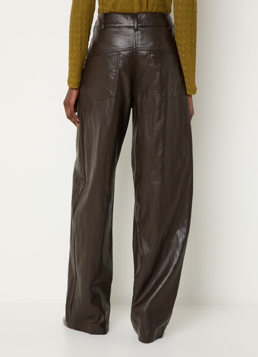 Co'Couture GitCC high waist straight fit broek met steekzakken - achterkant donkerbruin
