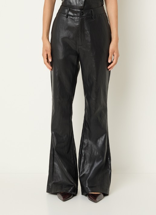 Co'Couture Gitt high waist flared fit broek van imitatieleer