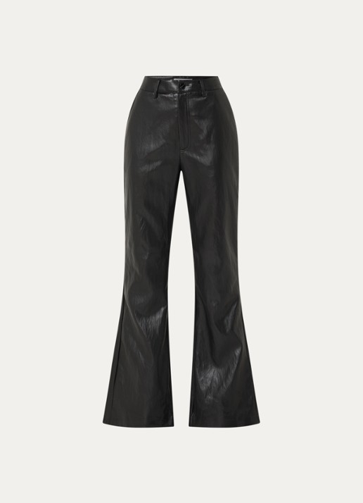 Co'Couture Gitt high waist flared fit broek van imitatieleer - voorkant 2 zwart