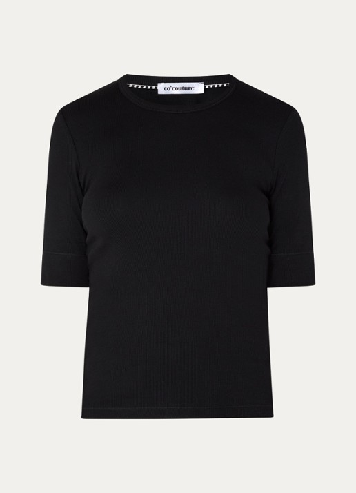 Co'Couture Granny ribgebreide top  - voorkant zwart