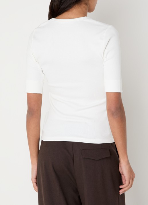 Co'Couture Granny ribgebreide top  - achterkant 3 gebroken wit