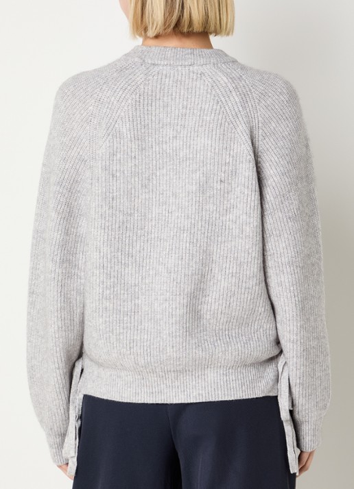 Co'Couture Grofgebreide trui met strikdetail  - achterkant 4 grijsmele
