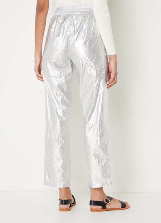 Co'Couture High waist straight fit cargobroek met metallic finish - achterkant zilver