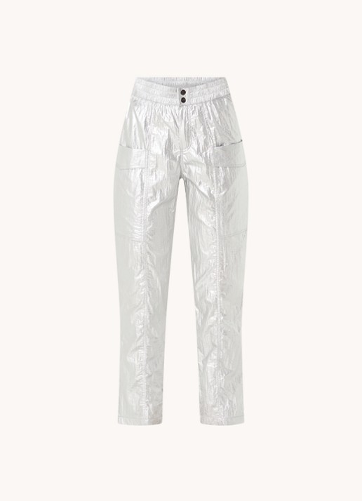 Co'Couture High waist straight fit cargobroek met metallic finish - voorkant 4 zilver