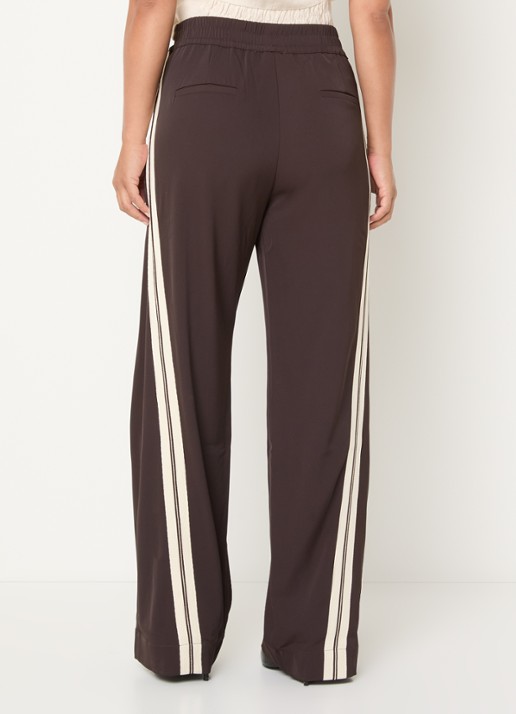 Co'Couture High waist straight fit pantalon met steekzakken - achterkant donkerbruin