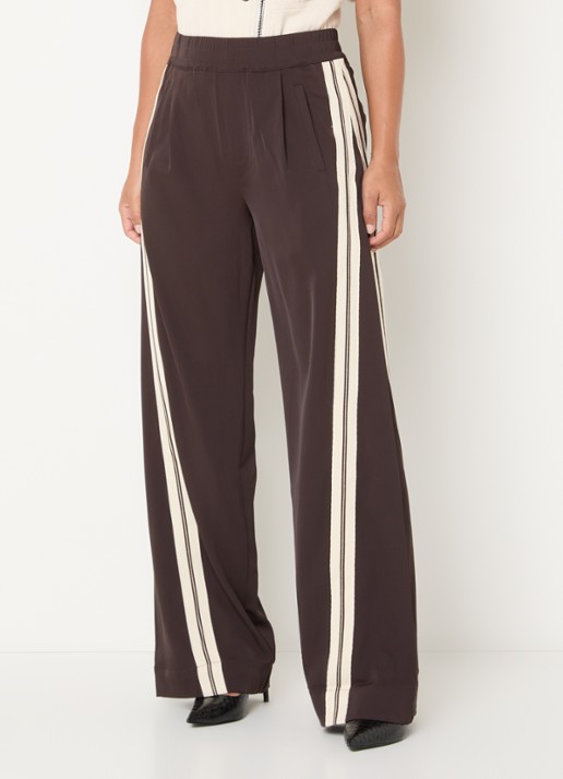 Co'Couture High waist straight fit pantalon met steekzakken - detail 2 donkerbruin