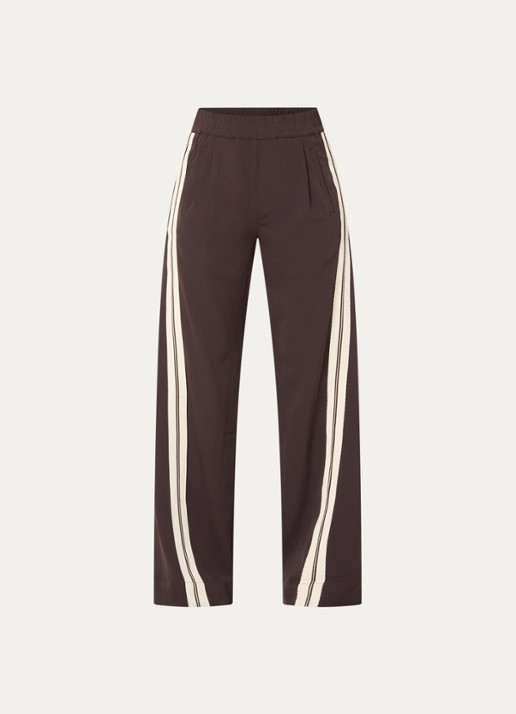 Co'Couture High waist straight fit pantalon met steekzakken - voorkant 3 donkerbruin