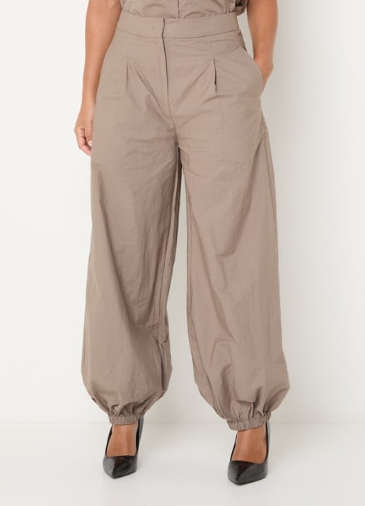 Co'Couture High waist tapered fit broek met steekzakken - detail 3 beige