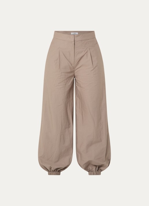 Co'Couture High waist tapered fit broek met steekzakken - voorkant beige
