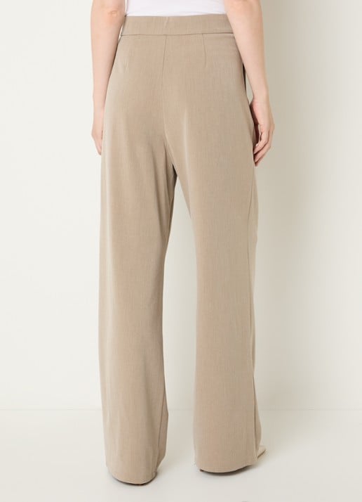 Co'Couture High waist wide fit pantalon met steekzakken - achterkant 4 donkerbeige