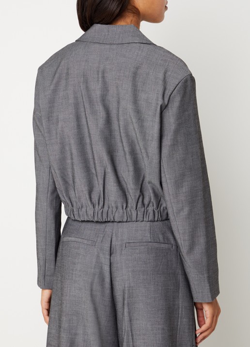 Co'Couture JackyCC cropped blazer met V-hals - achterkant middengrijs