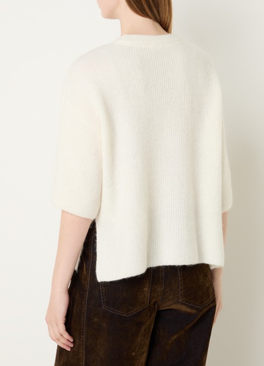Co'Couture Jade fijngebreide pullover met ronde hals - achterkant 4 gebroken wit