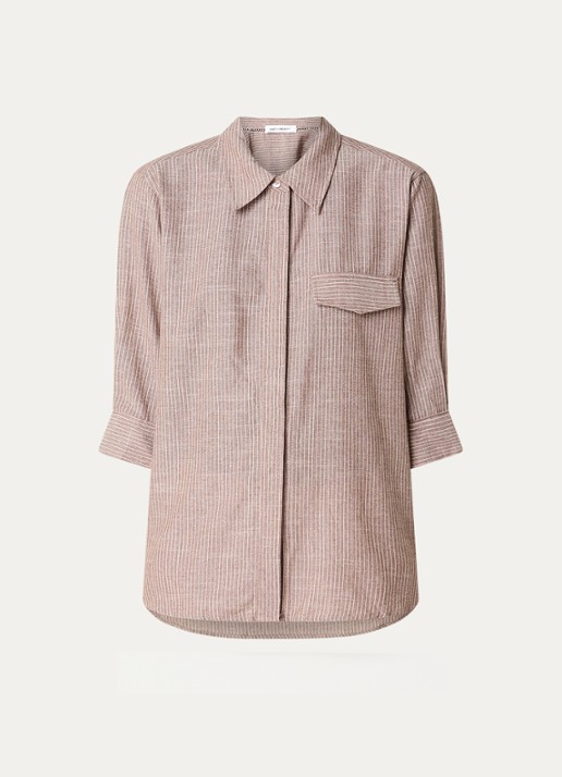 Co'Couture JihoCC blouse met streepprint - voorkant lichtbruin