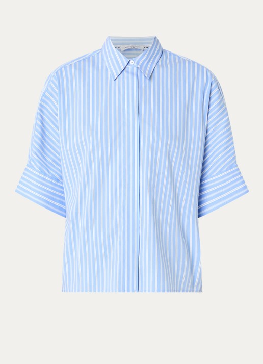 Co'Couture Kai oversized blouse met streepprint - voorkant 3 blauw
