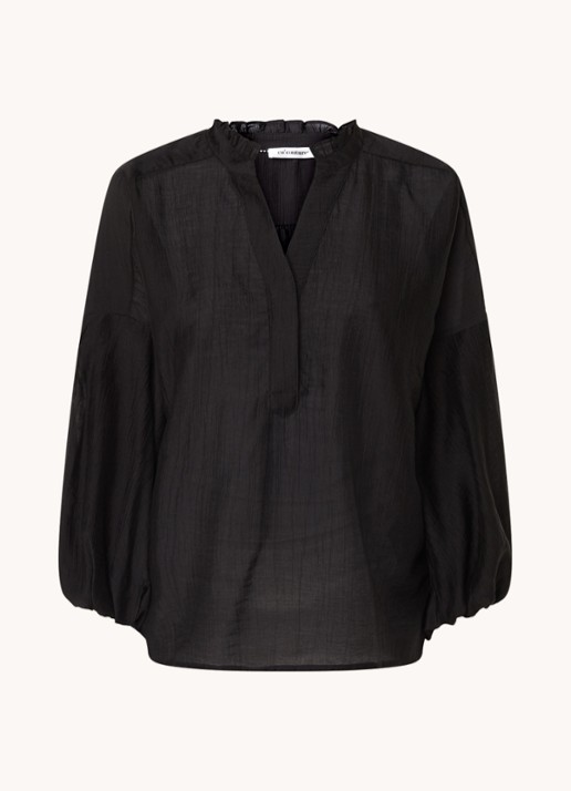 Co'Couture Kendra blouse met ballonmouw - voorkant zwart
