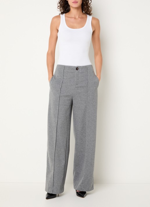 Co'Couture Lancecc high waist loose fit pantalon - voorkant 3 grijs